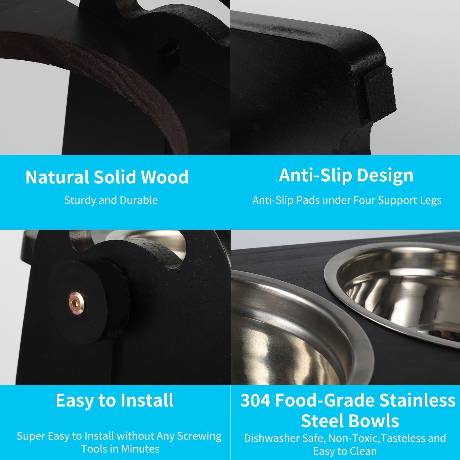 Elevated Dog Bowls for Medium Large Sized Dogs, Adjustable Heights Raised Dog Feeder Bowl with Stand for Food & Water Doba